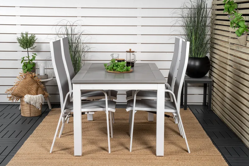 Albany Förlängningsbar Matgrupp Utomhus 152cm + 4 Copacabana Stolar - Vit - Utemöbler & utemiljö - Utegrupp - Matgrupp utomhus