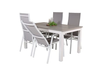 Albany Förlängningsbar Matgrupp Utomhus 152cm + 4 Copacabana Stolar - Vit - Utemöbler & utemiljö - Utegrupp - Matgrupp utomhus