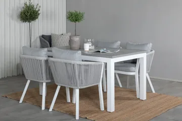 Albany Förlängningsbar Matgrupp Utomhus 152cm + 4 Virya Stolar - Grå/Vit - Utemöbler & utemiljö - Utegrupp - Matgrupp utomhus