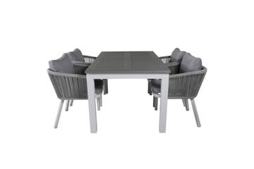 Albany Förlängningsbar Matgrupp Utomhus 152cm + 4 Virya Stolar - Grå/Vit - Utemöbler & utemiljö - Utegrupp - Matgrupp utomhus
