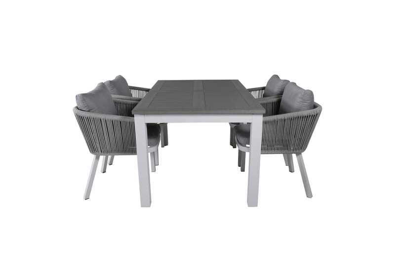 Albany Förlängningsbar Matgrupp Utomhus 152cm + 4 Virya Stolar - Grå/Vit - Utemöbler & utemiljö - Utegrupp - Matgrupp utomhus