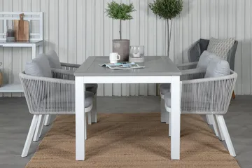 Albany Förlängningsbar Matgrupp Utomhus 152cm + 4 Virya Stolar - Grå/Vit - Utemöbler & utemiljö - Utegrupp - Matgrupp utomhus