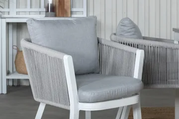 Albany Förlängningsbar Matgrupp Utomhus 152cm + 4 Virya Stolar - Grå/Vit - Utemöbler & utemiljö - Utegrupp - Matgrupp utomhus