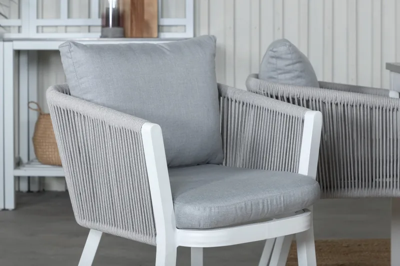 Albany Förlängningsbar Matgrupp Utomhus 152cm + 4 Virya Stolar - Grå/Vit - Utemöbler & utemiljö - Utegrupp - Matgrupp utomhus