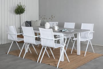Albany Förlängningsbar Matgrupp Utomhus 152cm + 6 Alina Stolar - Grå/Vit - Utemöbler & utemiljö - Utegrupp - Matgrupp utomhus