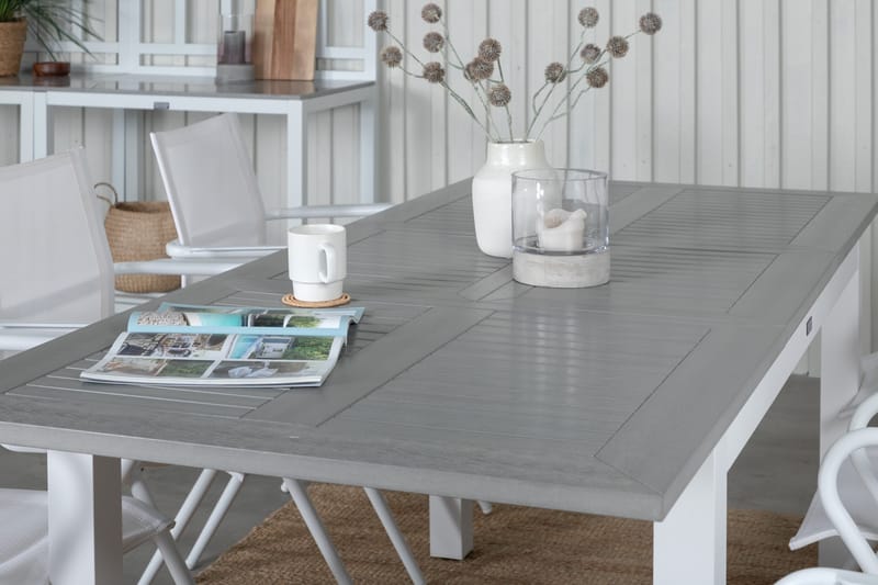 Albany Förlängningsbar Matgrupp Utomhus 152cm + 6 Alina Stolar - Grå/Vit - Utemöbler & utemiljö - Utegrupp - Matgrupp utomhus
