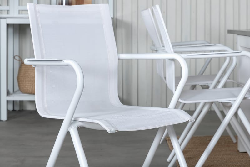 Albany Förlängningsbar Matgrupp Utomhus 152cm + 6 Alina Stolar - Grå/Vit - Utemöbler & utemiljö - Utegrupp - Matgrupp utomhus