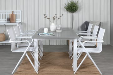 Albany Förlängningsbar Matgrupp Utomhus 152cm + 6 Alina Stolar - Grå/Vit - Utemöbler & utemiljö - Utegrupp - Matgrupp utomhus