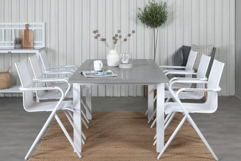 Albany Förlängningsbar Matgrupp Utomhus 152cm + 6 Alina Stolar - Grå/Vit - Utemöbler & utemiljö - Utegrupp - Matgrupp utomhus