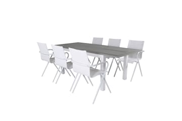 Albany Förlängningsbar Matgrupp Utomhus 152cm + 6 Alina Stolar - Grå/Vit - Utemöbler & utemiljö - Utegrupp - Matgrupp utomhus