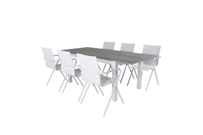Albany Förlängningsbar Matgrupp Utomhus 152cm + 6 Alina Stolar - Grå/Vit - Utemöbler & utemiljö - Utegrupp - Matgrupp utomhus