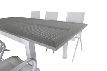 Albany Förlängningsbar Matgrupp Utomhus 152cm + 6 Alina Stolar - Grå/Vit - Utemöbler & utemiljö - Utegrupp - Matgrupp utomhus