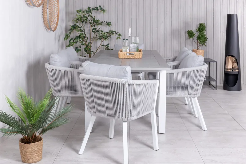 Albany Förlängningsbar Matgrupp Utomhus 152cm + 6 Virya Stolar - Svart/Natur - Utemöbler & utemiljö - Utegrupp - Matgrupp utomhus