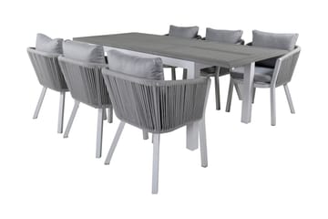 Albany Förlängningsbar Matgrupp Utomhus 152cm + 6 Virya Stolar - Svart/Natur - Utemöbler & utemiljö - Utegrupp - Matgrupp utomhus