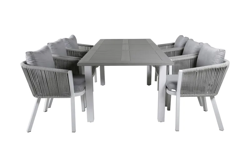 Albany Förlängningsbar Matgrupp Utomhus 152cm + 6 Virya Stolar, Svart/Natur