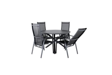Alma Matgrupp Utomhus Rund Ø120cm + 4 Copacabana Reclinerstolar - Svart - Utemöbler & utemiljö - Utegrupp - Matgrupp utomhus