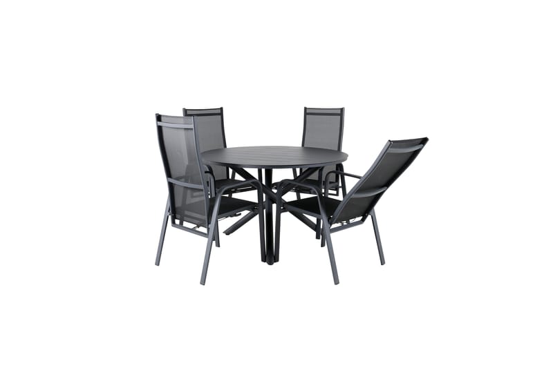 Alma Matgrupp Utomhus Rund Ø120cm + 4 Copacabana Reclinerstolar - Svart - Utemöbler & utemiljö - Utegrupp - Matgrupp utomhus