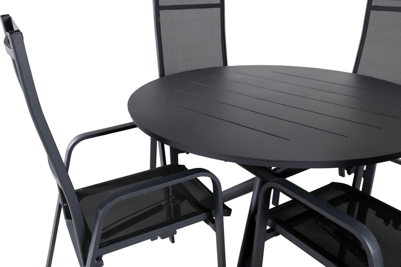 Alma Matgrupp Utomhus Rund Ø120cm + 4 Copacabana Reclinerstolar - Svart - Utemöbler & utemiljö - Utegrupp - Matgrupp utomhus