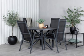 Alma Matgrupp Utomhus Rund Ø120cm + 4 Copacabana Reclinerstolar - Svart - Utemöbler & utemiljö - Utegrupp - Matgrupp utomhus