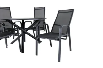 Alma Matgrupp Utomhus Rund Ø120cm + 4 Copacabana Reclinerstolar - Svart - Utemöbler & utemiljö - Utegrupp - Matgrupp utomhus