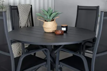 Alma Matgrupp Utomhus Rund Ø120cm + 4 Copacabana Reclinerstolar - Svart - Utemöbler & utemiljö - Utegrupp - Matgrupp utomhus
