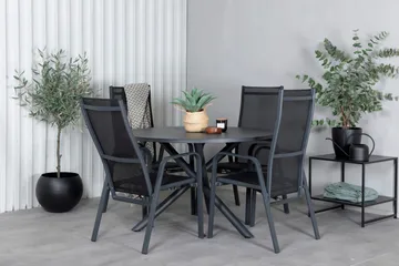 Alma Matgrupp Utomhus Rund Ø120cm + 4 Copacabana Reclinerstolar - Svart - Utemöbler & utemiljö - Utegrupp - Matgrupp utomhus
