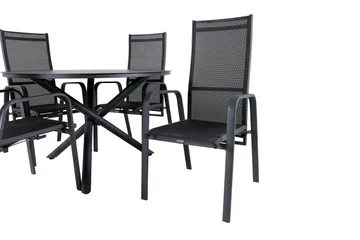Alma Matgrupp Utomhus Rund Ø120cm + 4 Copacabana Reclinerstolar - Svart - Utemöbler & utemiljö - Utegrupp - Matgrupp utomhus