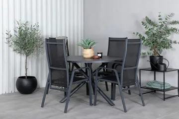 Alma Matgrupp Utomhus Rund Ø120cm + 4 Copacabana Reclinerstolar - Svart - Utemöbler & utemiljö - Utegrupp - Matgrupp utomhus