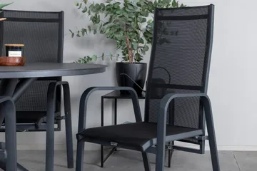 Alma Matgrupp Utomhus Rund Ø120cm + 4 Copacabana Reclinerstolar - Svart - Utemöbler & utemiljö - Utegrupp - Matgrupp utomhus