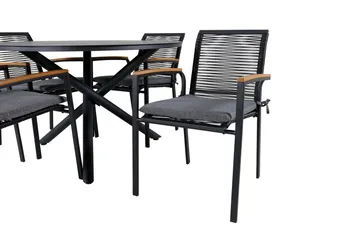 Alma Matgrupp Utomhus Rund Ø120cm + 4 Dallas Matstolar - Svart - Utemöbler & utemiljö - Utegrupp - Matgrupp utomhus