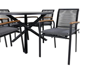 Alma Matgrupp Utomhus Rund Ø120cm + 4 Dallas Matstolar - Svart - Utemöbler & utemiljö - Utegrupp - Matgrupp utomhus