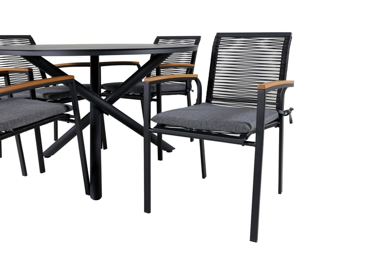 Alma Matgrupp Utomhus Rund Ø120cm + 4 Dallas Matstolar - Svart - Utemöbler & utemiljö - Utegrupp - Matgrupp utomhus