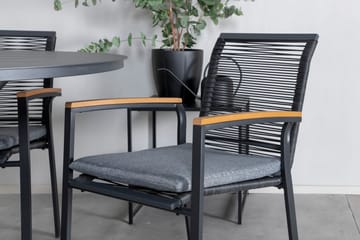 Alma Matgrupp Utomhus Rund Ø120cm + 4 Dallas Matstolar - Svart - Utemöbler & utemiljö - Utegrupp - Matgrupp utomhus