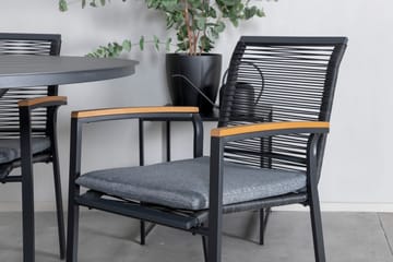 Alma Matgrupp Utomhus Rund Ø120cm + 4 Dallas Matstolar - Svart - Utemöbler & utemiljö - Utegrupp - Matgrupp utomhus