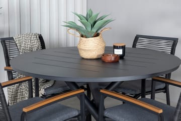 Alma Matgrupp Utomhus Rund Ø120cm + 4 Dallas Matstolar - Svart - Utemöbler & utemiljö - Utegrupp - Matgrupp utomhus