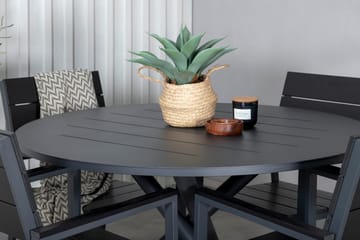 Alma Matgrupp Utomhus Rund Ø120cm + 4 Levels Stapelbara Matstolar - Svart - Utemöbler & utemiljö - Utegrupp - Matgrupp utomhus