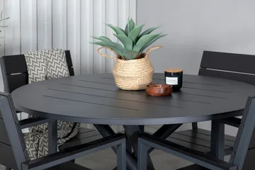 Alma Matgrupp Utomhus Rund Ø120cm + 4 Levels Stapelbara Matstolar - Svart - Utemöbler & utemiljö - Utegrupp - Matgrupp utomhus