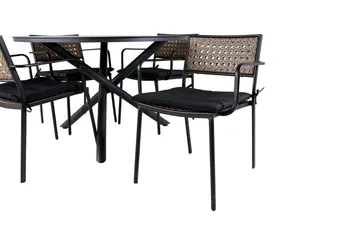 Alma Matgrupp Utomhus Rund Ø120cm + 4 Paola Matstolar - Svart/Natur - Utemöbler & utemiljö - Utegrupp - Matgrupp utomhus