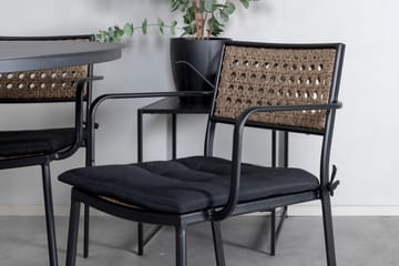 Alma Matgrupp Utomhus Rund Ø120cm + 4 Paola Matstolar - Svart/Natur - Utemöbler & utemiljö - Utegrupp - Matgrupp utomhus