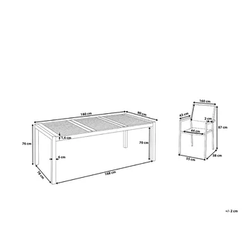 Bacoli Matgrupp Utomhus 180 cm + 6 Utestolar - Grå - Utemöbler & utemiljö - Utegrupp - Matgrupp utomhus