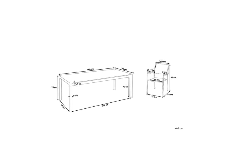 Bacoli Matgrupp Utomhus 180 cm + 6 Utestolar - Svart - Utemöbler & utemiljö - Utegrupp - Matgrupp utomhus