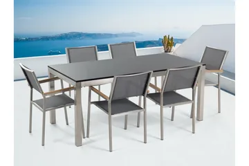 Bacoli Matgrupp Utomhus 180 cm + 6 Utestolar - Svart - Utemöbler & utemiljö - Utegrupp - Matgrupp utomhus