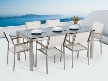 Bacoli Matgrupp Utomhus 180 cm + 6 Utestolar - Svart - Utemöbler & utemiljö - Utegrupp - Matgrupp utomhus