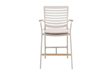 Bargrupp Portals 95 cm + 4 Barstolar - Vit/Teak - Utemöbler & utemiljö - Utegrupp - Matgrupp utomhus
