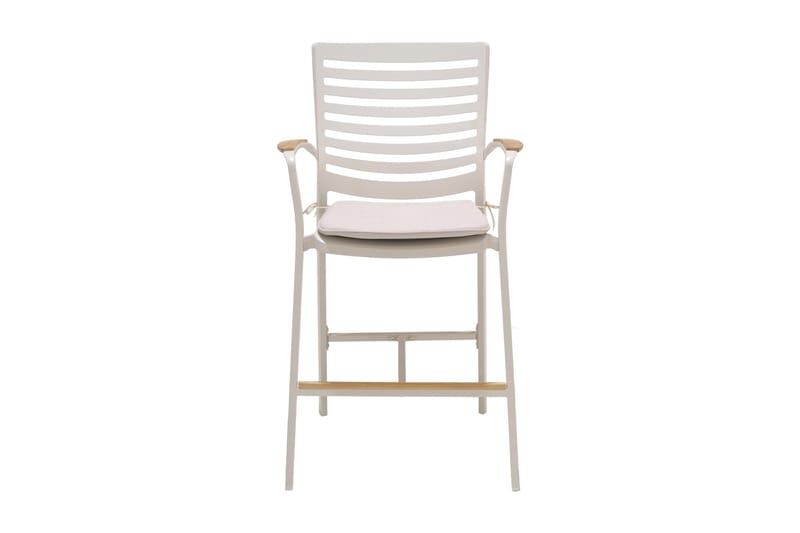 Bargrupp Portals 95 cm + 4 Barstolar - Vit/Teak - Utemöbler & utemiljö - Utegrupp - Matgrupp utomhus