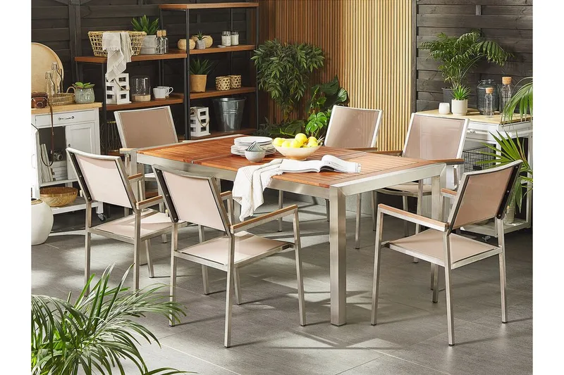 Bofors Matgrupp Utomhus + 6 Rottingstolar - Beige - Utemöbler & utemiljö - Utegrupp - Matgrupp utomhus