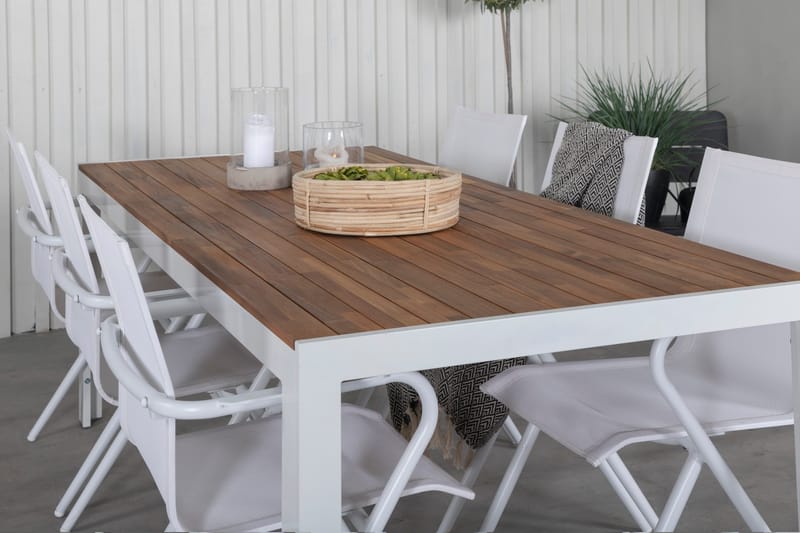 Bois Matgrupp 205cm + 6 Alina Matstolar Vit - Vit - Utemöbler & utemiljö - Utegrupp - Matgrupp utomhus