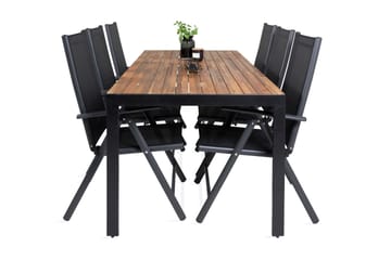Bois Matgrupp Utomhus 200cm + 6 Break Positionsstolar - Svart/Grå - Utemöbler & utemiljö - Utegrupp - Matgrupp utomhus