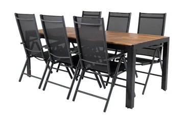 Bois Matgrupp Utomhus 200cm + 6 Break Positionsstolar - Svart/Grå - Utemöbler & utemiljö - Utegrupp - Matgrupp utomhus