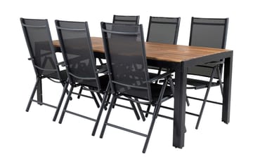 Bois Matgrupp Utomhus 200cm + 6 Break Positionsstolar - Svart/Grå - Utemöbler & utemiljö - Utegrupp - Matgrupp utomhus